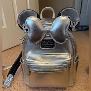 Loungefly Platinum Disney 100 Backpack with Bow and Ears